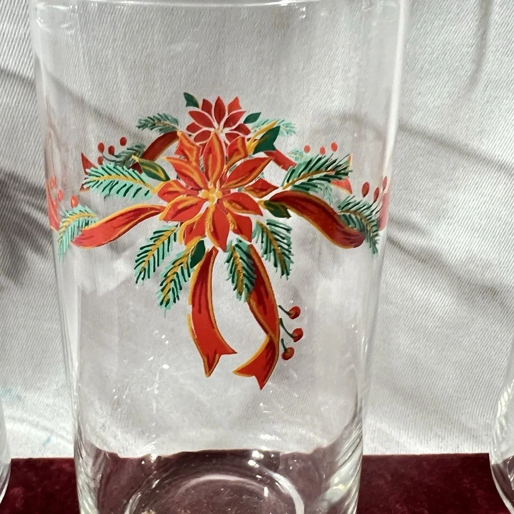 Vintage Libbey Christmas Drinking Glasses Set Of 10 EUC‎ 16 oz Original Box